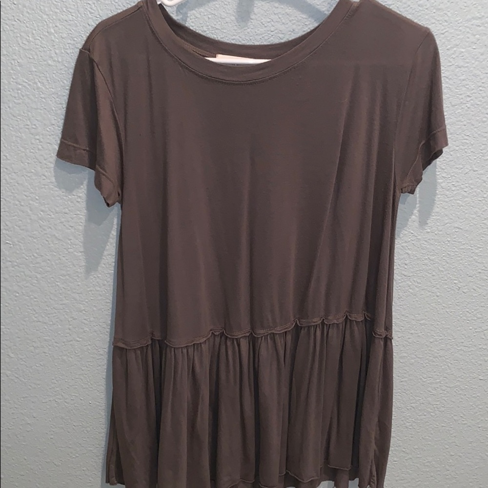 Urban Outfitters Olive Green Peplum Tee
